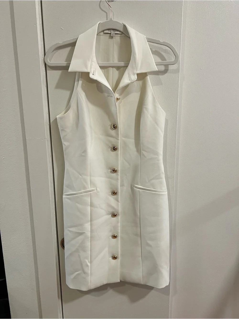 Favorite Daughter Collared Halter Mini Dress with Gold Buttons - Picture 2 of 6